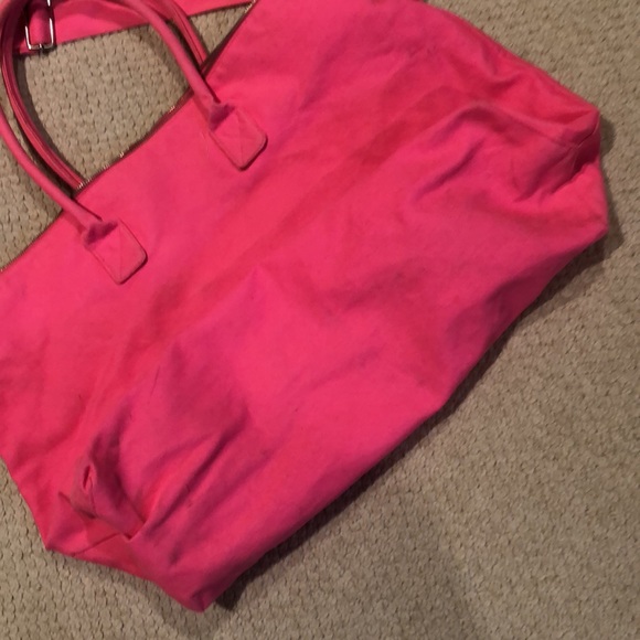 Victorias Secret Large Tote Shoulder Bag Bright Pink Strap Travel Beach Weekend - Picture 4 of 15